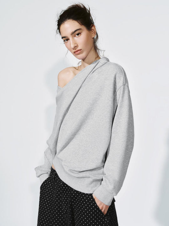 One Shoulder Asymmetric Strappy Sweatshirts