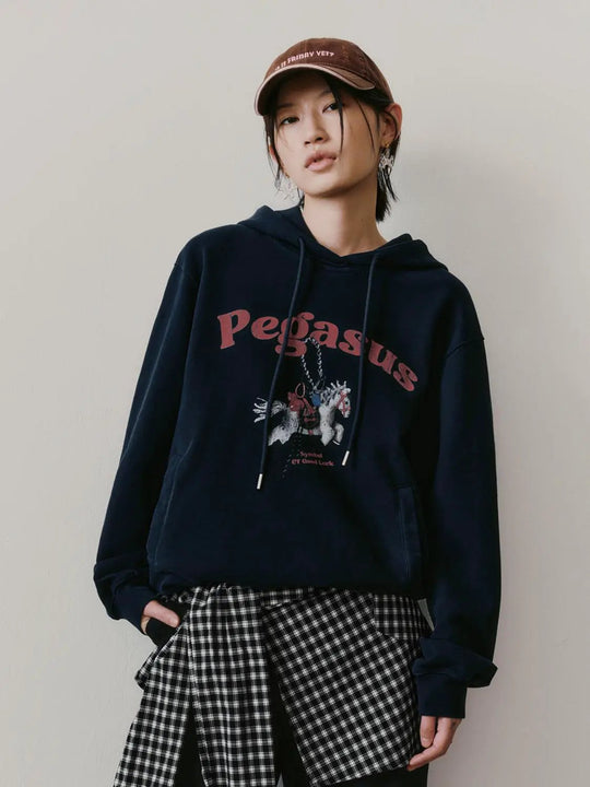 Cotton Printed Drawstring Hooded Sweatshirt