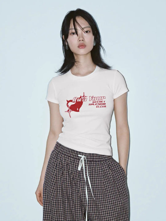 Printed Cotton Blend Crew Neck Casual T Shirts