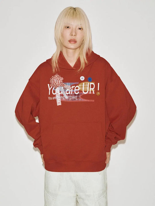 Cotton Hooded Patchwork Sweatshirt