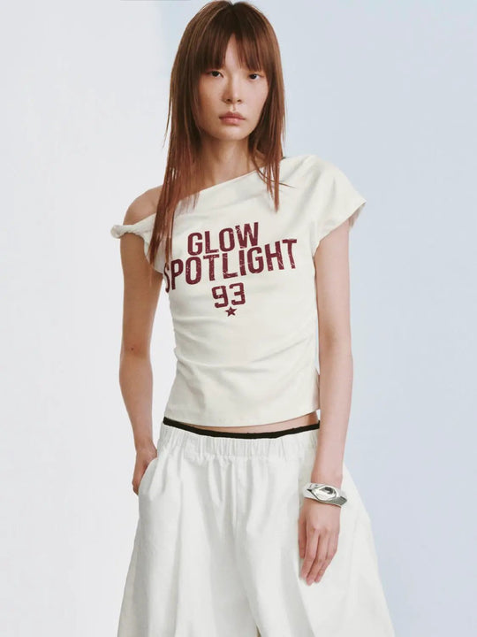 Cotton One Shoulder Skinny Fit Printed Shirt