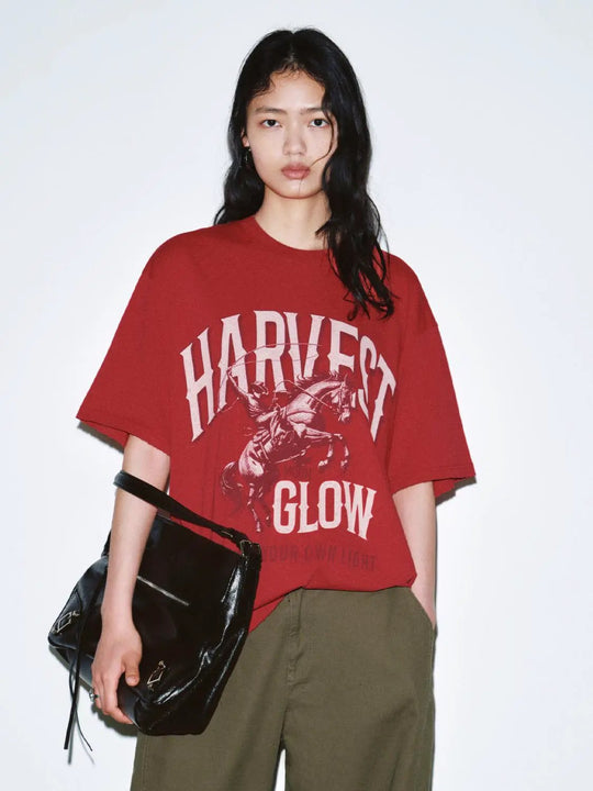 Cotton Graphic Print Loose Fit Crew Neck T-Shirts