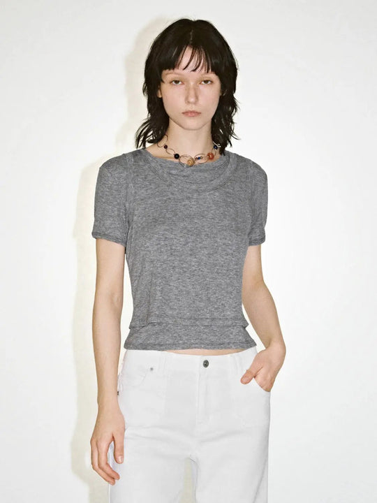 Two In One Cropped Skinny Fit T Shirts For Layering