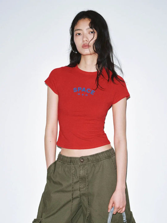 Cotton Blend Printed Crew Neck Skinny-Fit T-Shirts