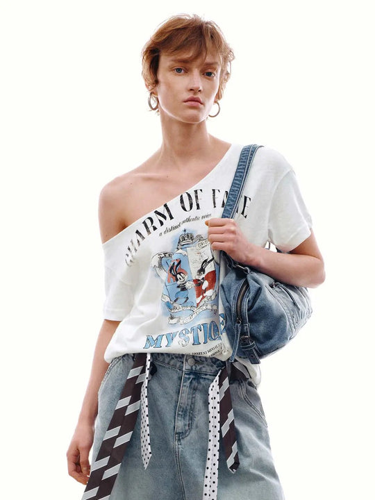 Graphic Crest Print Cotton Blend T-Shirt
