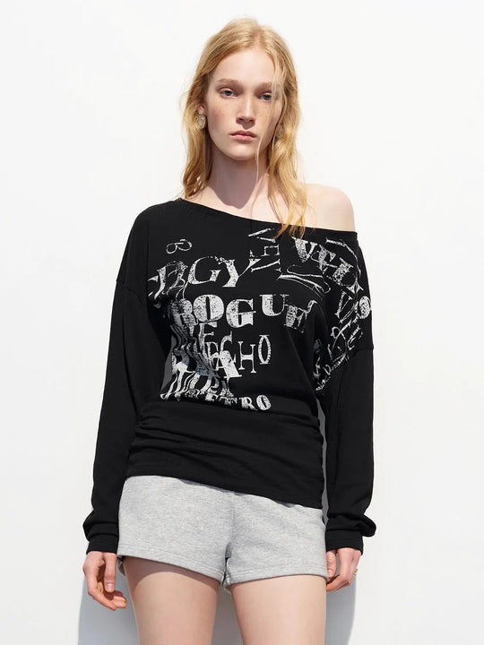Cotton Blend Graphic Print Long Sleeve T-shirt
