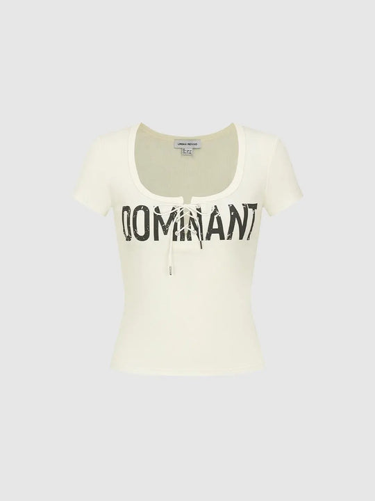 Lace-Up Front String Tie Detail T-Shirts