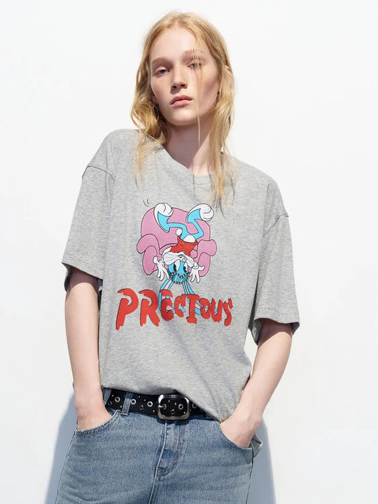 Cotton Thin Stretch Fabric Printed T-Shirt