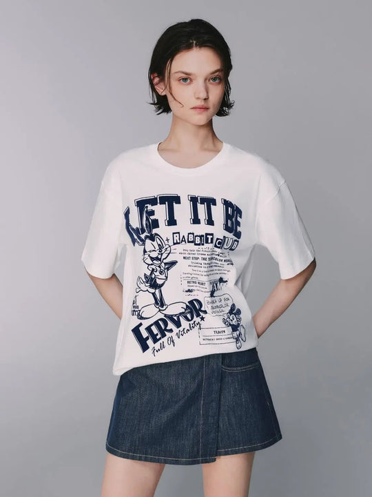 Oversized Graphic Print Vintage Cartoon Cotton T-shirt