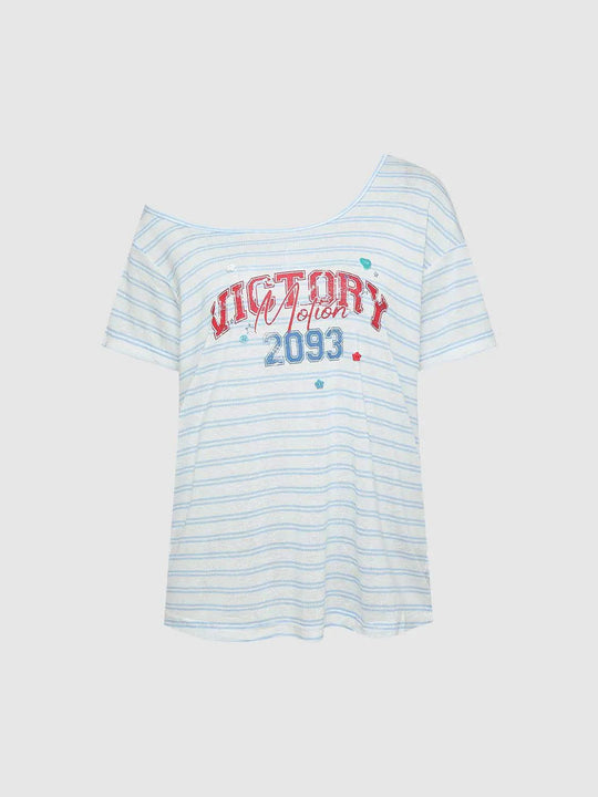 Lyocell Striped Graphic T-shirts
