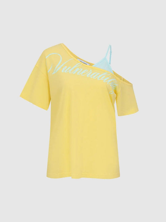 2 In 1 Shoulder Strap Overlay T-Shirts