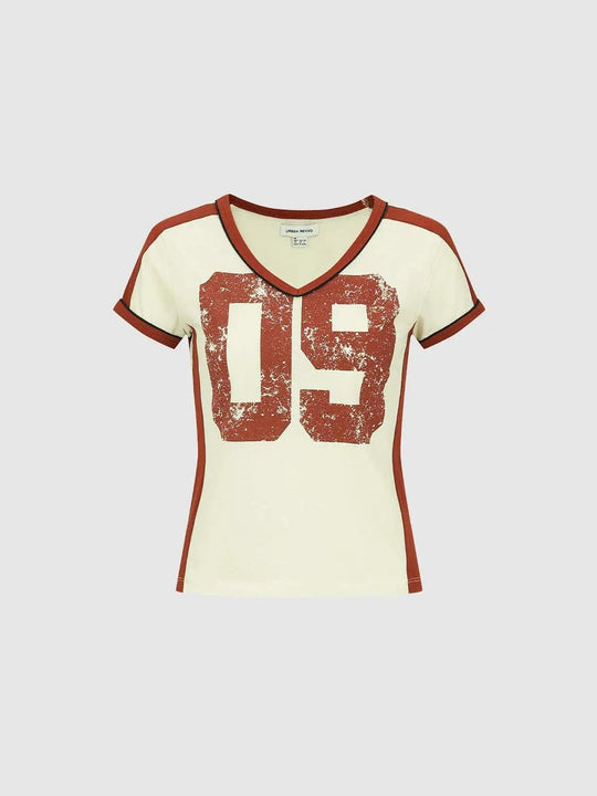 Graphic Print With Thin Stretch Fabric T-Shirt