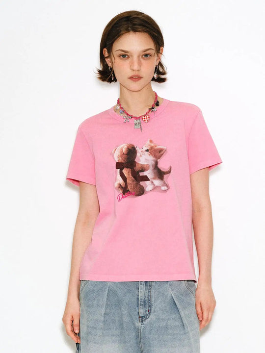 Graphic Teddy Bear Print Soft Cotton T-shirt