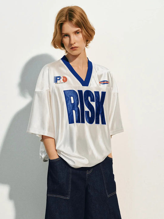 Oversized V-neck RISK Graphic T-shirt