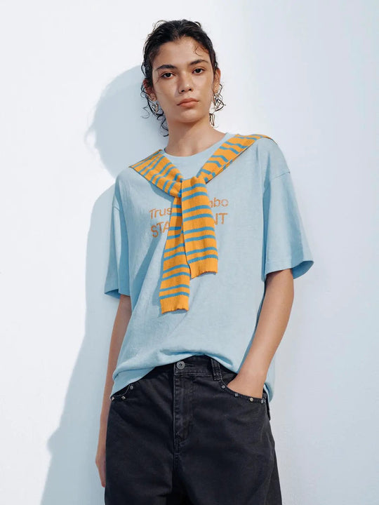 Lightweight Oversized Printed Cotton Blend T-shirt