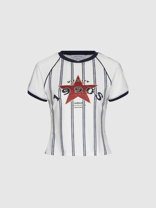 Graphic Striped Varsity T-shirt