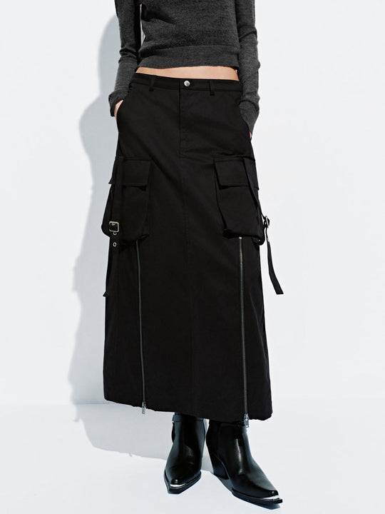 Jupes midi droites cargo à poches