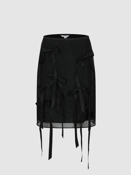 Bow Embellished Straight Midi Skirts