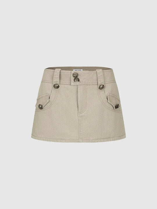 A-Line Cotton Skirt With Belt Loops And Buttons