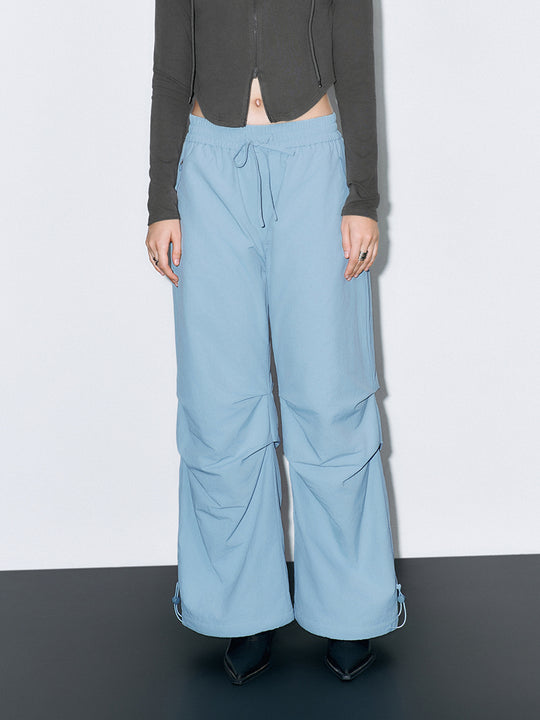 Ruched Wide-Leg Pants