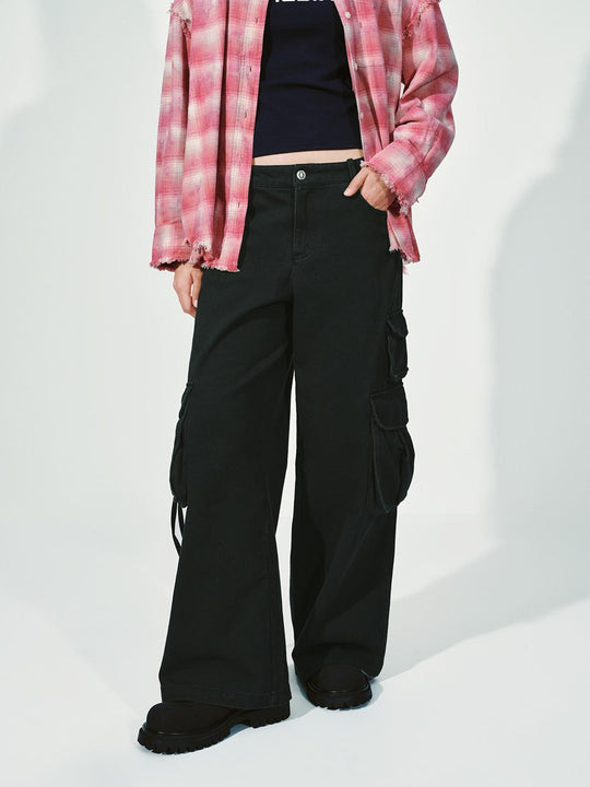 Flap Pockets Cargo Wide Leg Pants