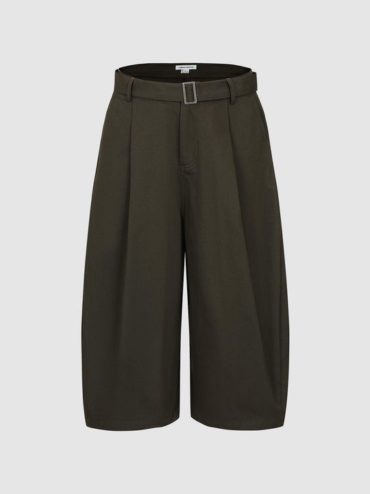 Pleated Cropped Barrel Leg Pants