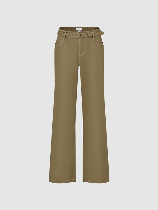 Belted Straight Leg Pants