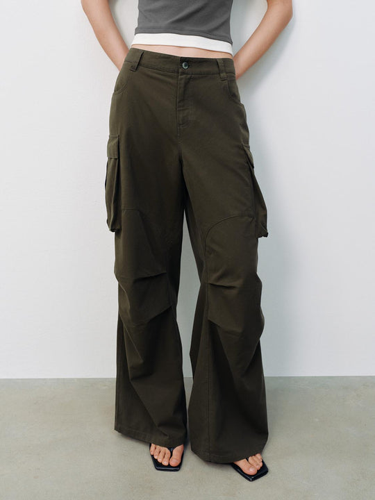 Flap Pocket Wide Leg Cargo Pants