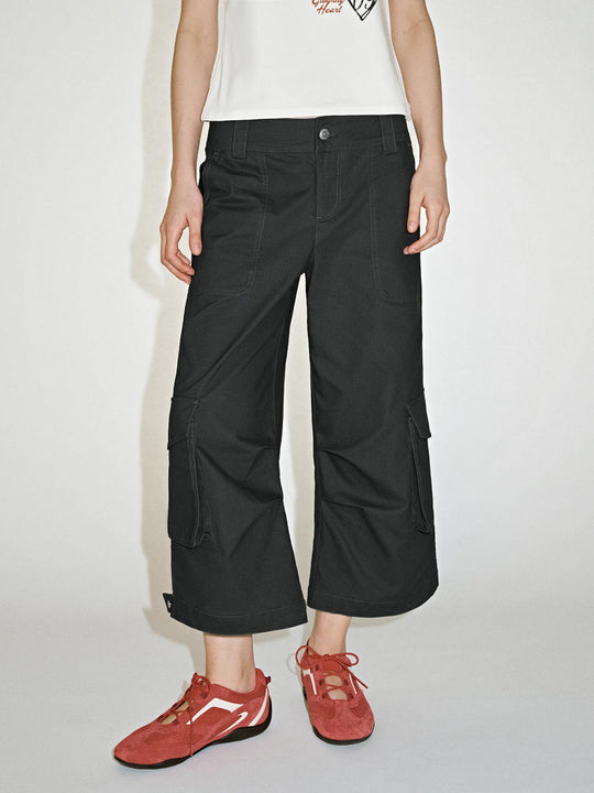 Flap Pocket Wide Leg Cargo Pants