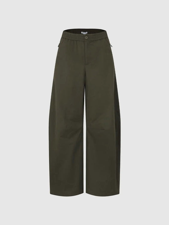 Thin Stretch Curved-Leg Pants