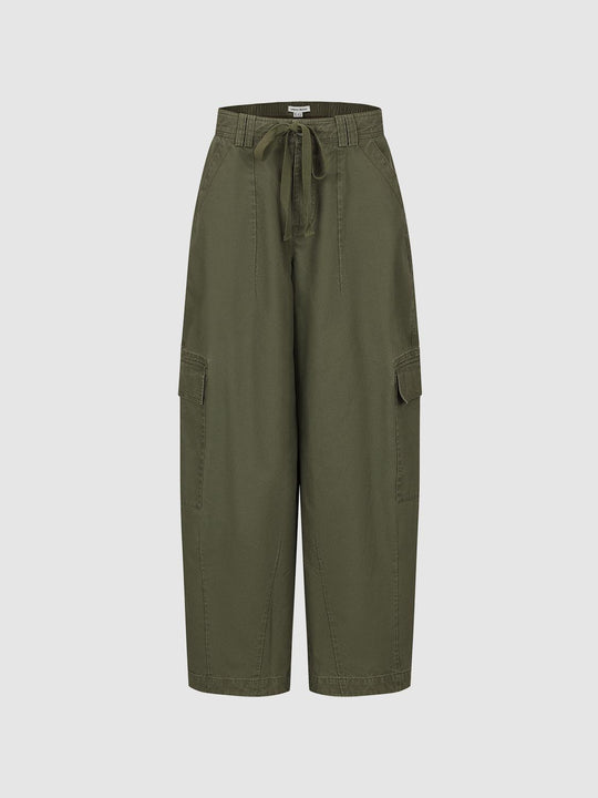 Drawstring Flap Pocket Loose-Fit Cargo Jogger Pants