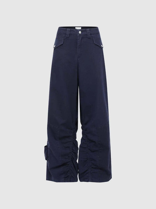 Cotton Medium Weight Slight Stretch Wide Leg Front Pockets Cargo Style Relaxed Pants