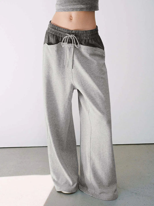 Contrast Thin Stretch Drawstring Pull On Barrel Leg Pants