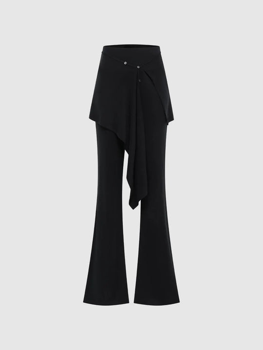 Modal Draped Overlay Flare Pants