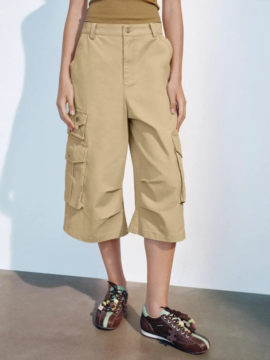 Cotton Cargo Capri Shorts