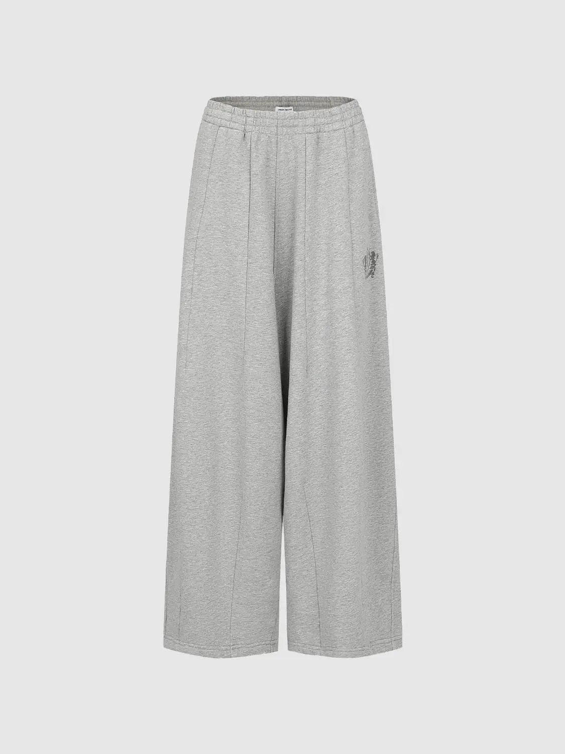 Urban Revivo Fashion grey harem pants with elastic waistband and wide legs; logo on right thigh.