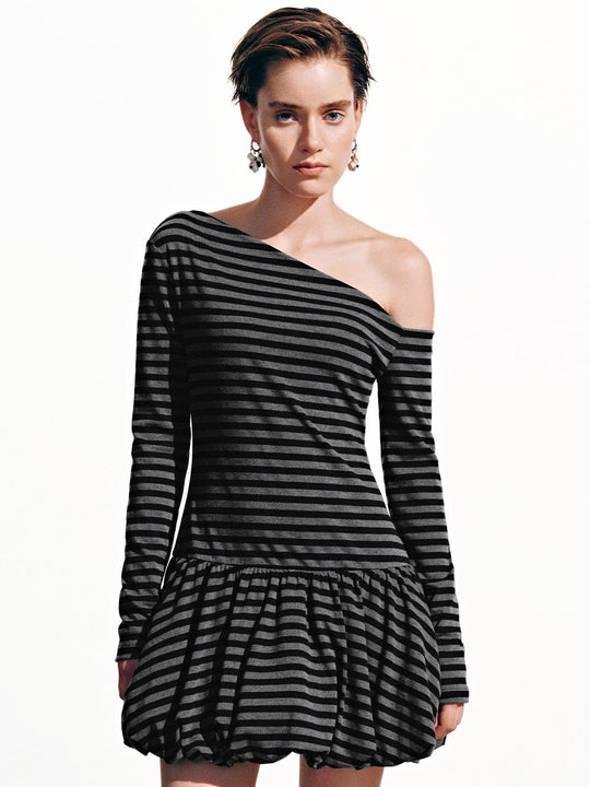 Abiti Mini a Spalla Unica a Righe