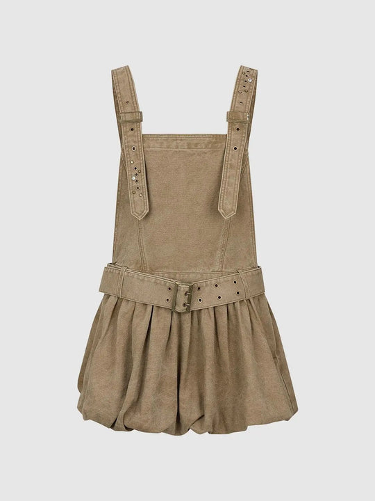 Belt Detail Strappy Bubble Hem Straight Mini Dresses