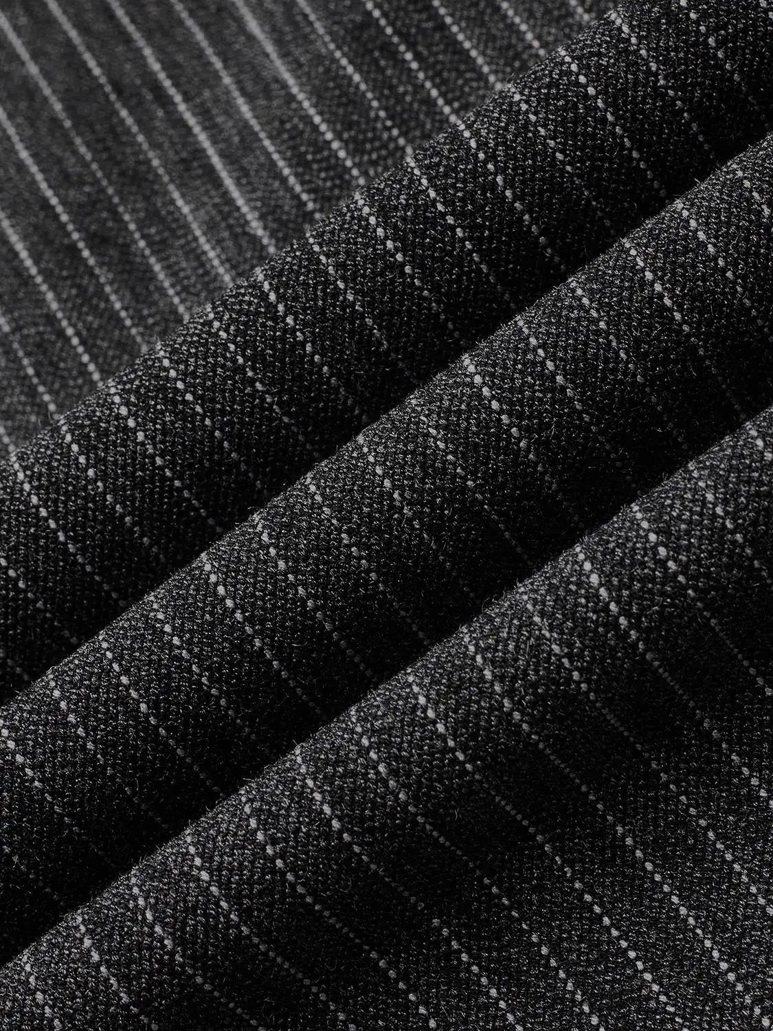 A-Line dress fabric in charcoal gray with white speckled pinstripes; Urban Revivo