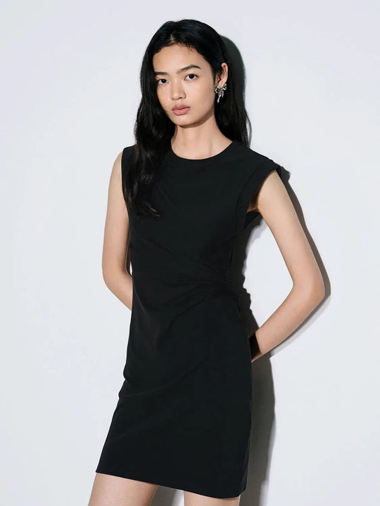 Cotton Elastane Blend With Subtle Twist Knot Dress