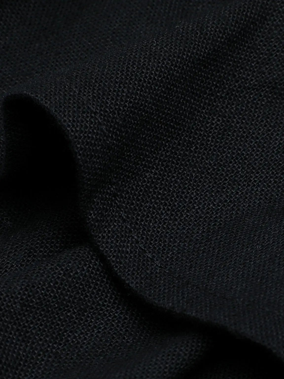 W_A-Line dress fabric close-up in black cotton-linen weave