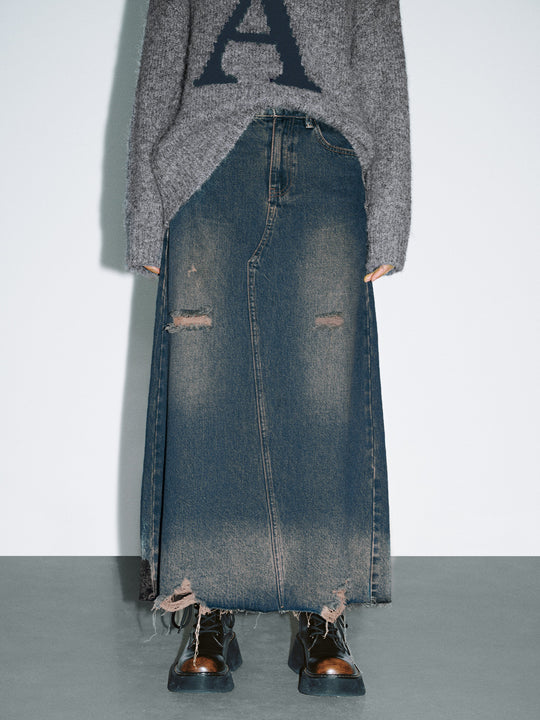 Jupes en jean vieillies