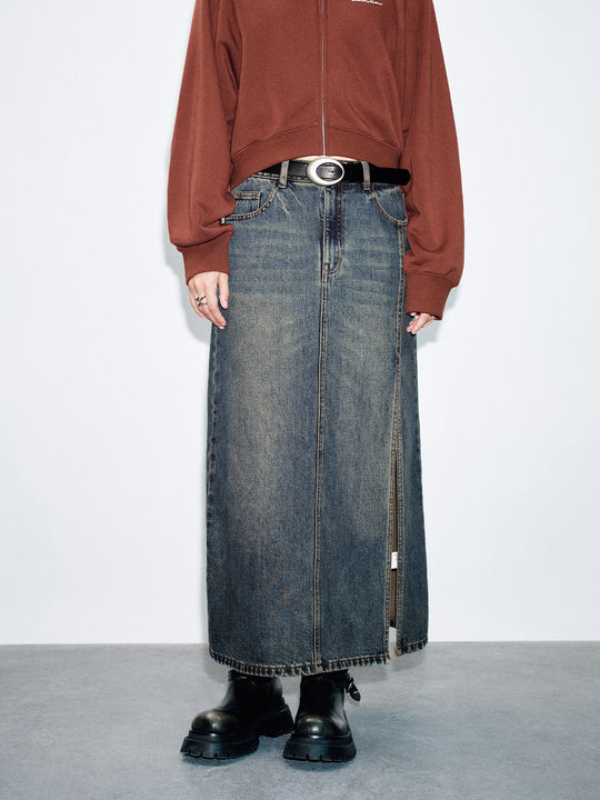 Faldas vaqueras con dobladillo dividido a media pierna