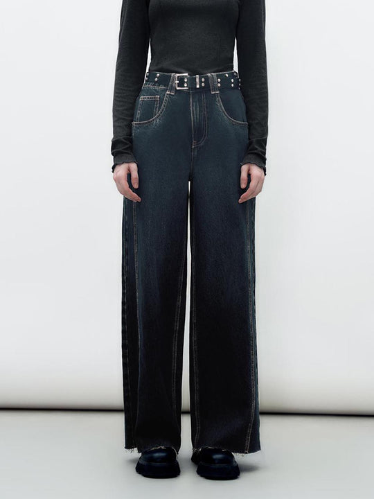 Jeans a vita alta alla caviglia a gamba larga