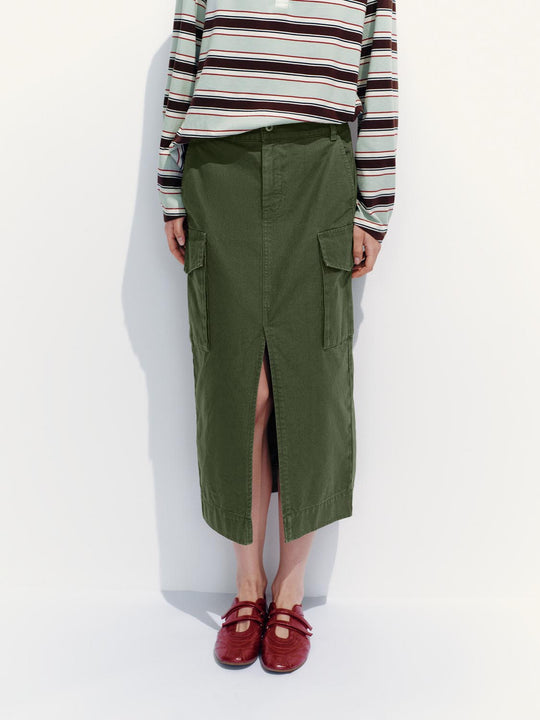 Jeans-Midirock mit Frontschlitz