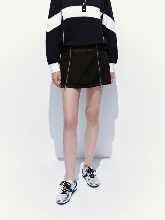 Zip Décor Jeans Miniröcke