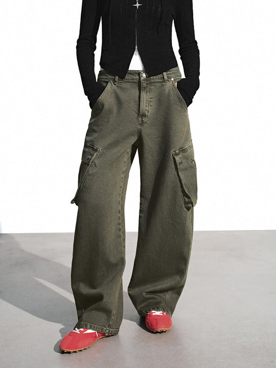 Flap Pockets Barrel Leg Jeans