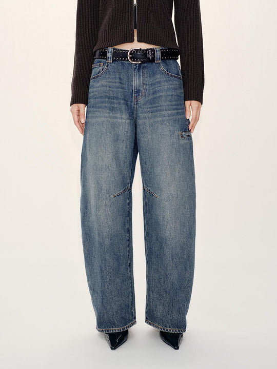 Belted Barrel Leg Jeans
