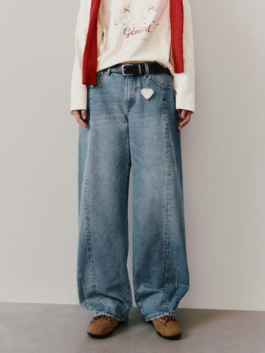 Belted Barrel Leg Jeans