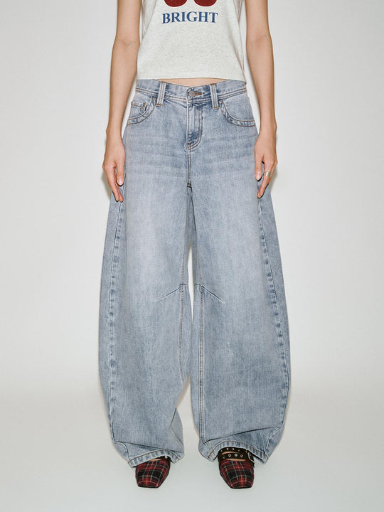 Loose-Fit Barrel Leg Jeans
